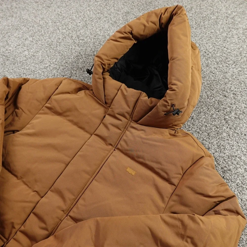 NEW Levis Jacket Mens S Brown‎ Hooded Quilted Parka Insulated Puffer Chore Coat